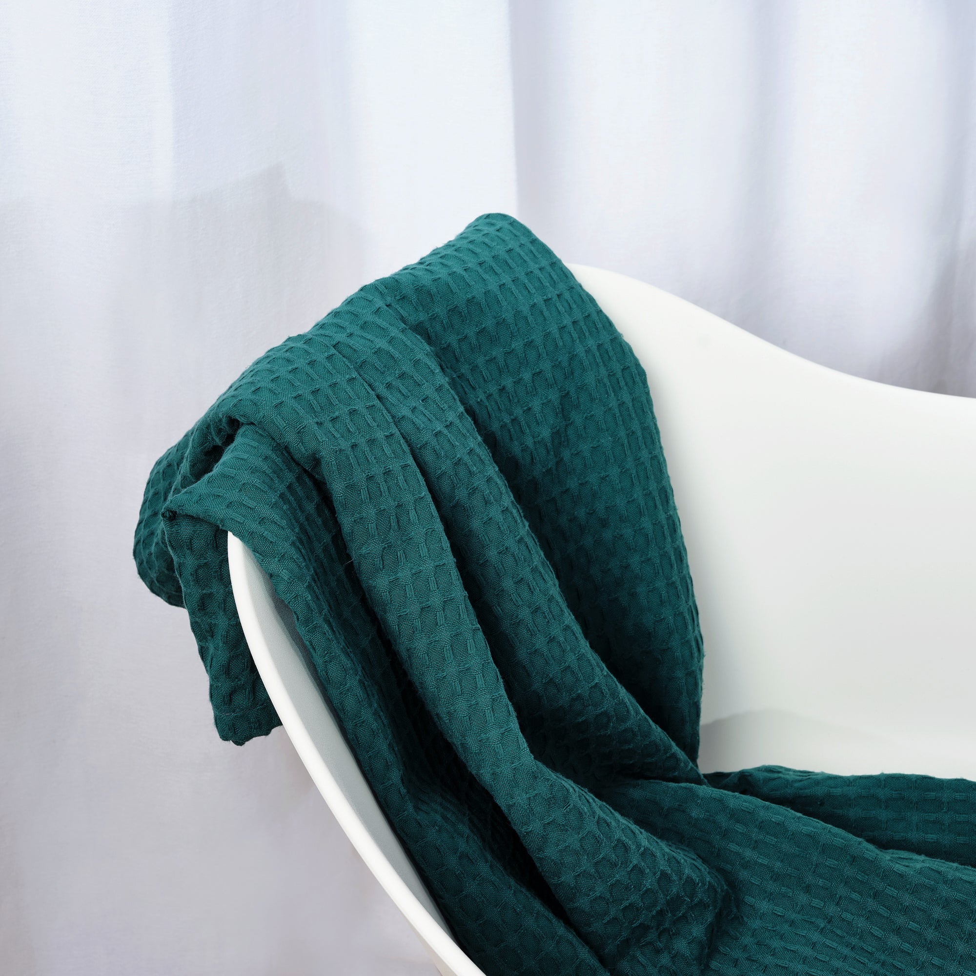 Plaid Gaufré 100% coton Émeraude